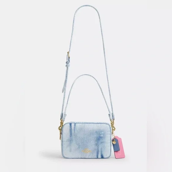 NWT Last One!!! Coach Carey Crosby Bag in Loved Denim with Charms - Picture 5 of 13
